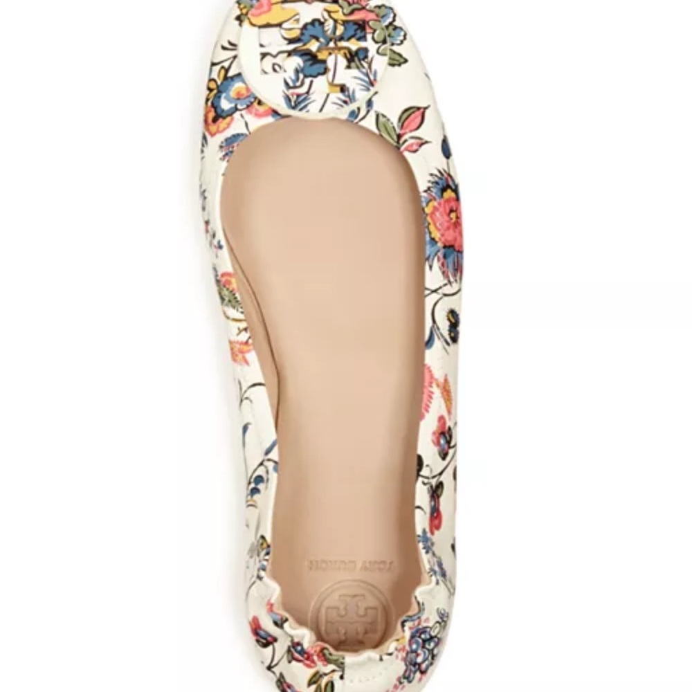 Tory Burch Floral Ballet Flats - Cream